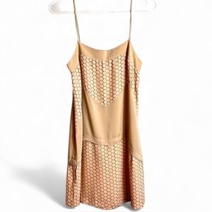 Karen Zambos Vintage Couture mini shift dress spaghetti straps Sz P nude color